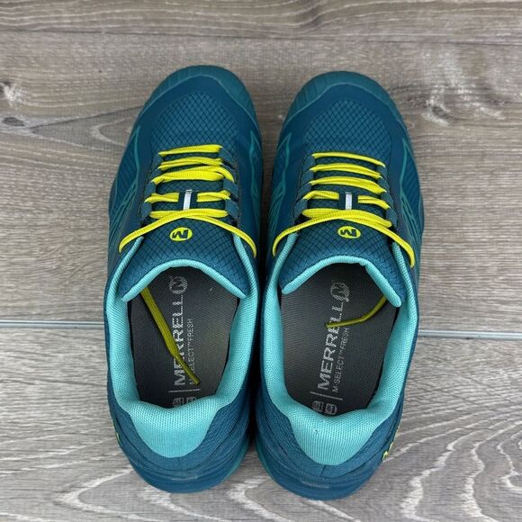 Merrell All Out Terra Ice Women’s Sz 6 Teal Lime Low Top Vibram Mountain Shoes - Picture 5 of 12